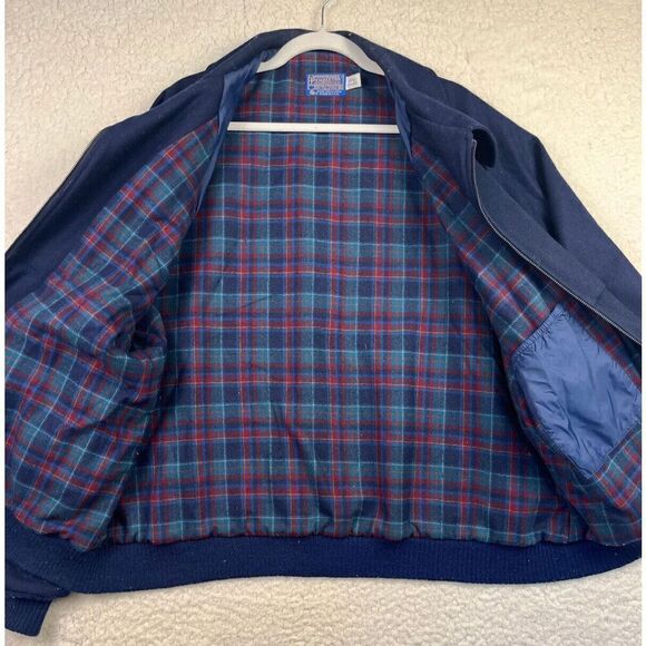Vintage Pendleton Men’s Bomber Jacket Size XLarge Navy Blue Pure Virgin Wool - Picture 6 of 11